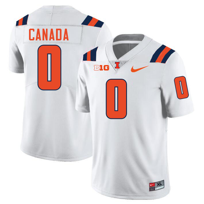 Men #0 Chase Canada Illinois Fighting Illini College Football Jerseys Stitched-White